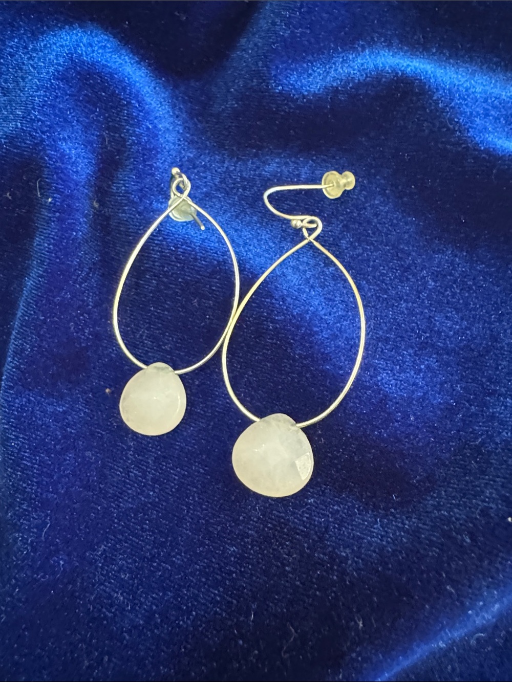 Wet Seal Gold Teardrop Hoop Earrings with light pink Stone